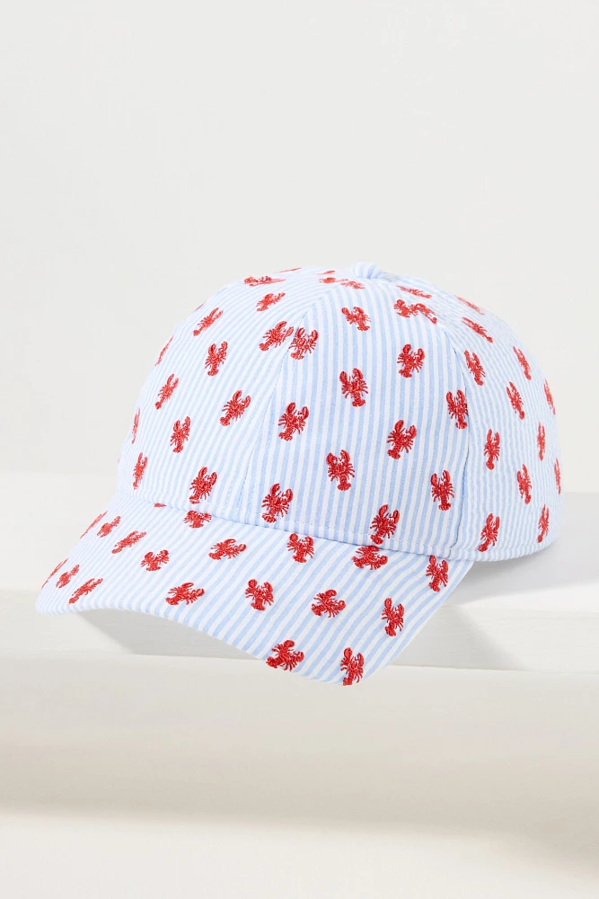 Coney Island Picnic Embroidered Seersucker Baseball Cap