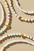 Pearl Beaded Bubble Letter Lowercase Monogram Necklaces, Set of 2