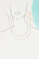 Pearl Beaded Bubble Letter Lowercase Monogram Necklaces, Set of 2