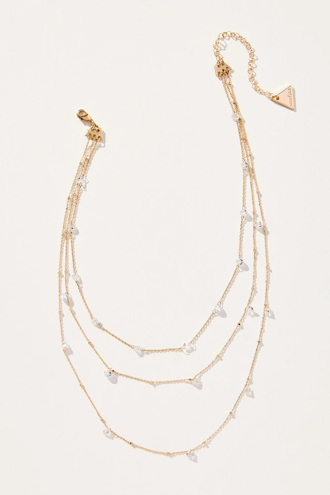 Drippy Crystal Multi Layered Necklace