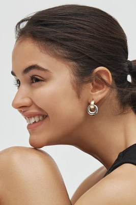 Two-Tone Mini Drop Earrings