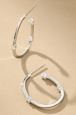 Thin Oval Sparkle Hoop Earrings