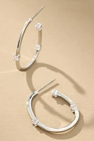 Thin Oval Sparkle Hoop Earrings