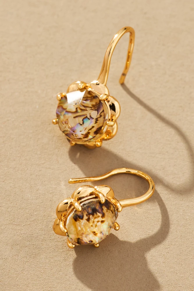 Stone Fishhook Drop Earrings