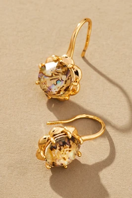 Stone Fishhook Drop Earrings