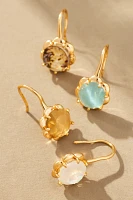 Stone Fishhook Drop Earrings