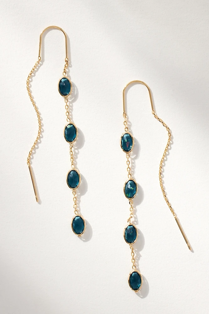 Crystal Oval Threader Earrings