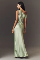 BHLDN Sienna Off-The-Shoulder Satin Maxi Dress