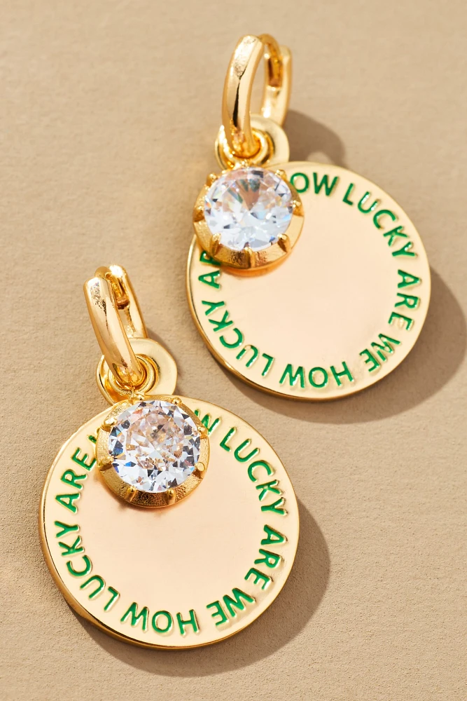 Fun Icon Charm Huggie Hoop Earrings