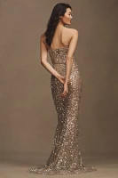 Bronx and Banco Giselle Strapless Sequin Maxi Dress