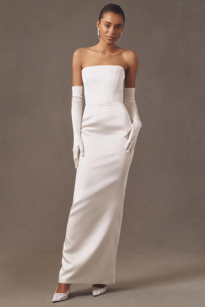 Bronx and Banco Florentina Blanc Strapless Column Wedding Gown