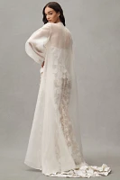 Bronx and Banco Chloe Long-Sleeve Sheer Blanc Silk Cape
