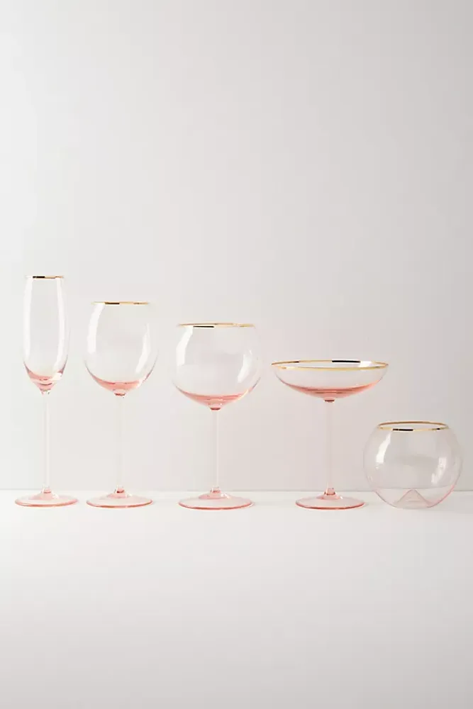Gilded Rim White Wine Glass