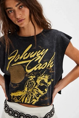 Johnny Cash Sunset Cropped Muscle Tee