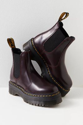 Dr. Martens 2976 Quad Chelsea Boots by at Free People, Burgundy, US