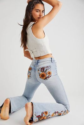 Driftwood Farrah Embroidered Flare Jeans by Free People x at People,