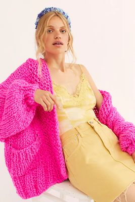Recluse Cardigan by Loopy Mango at Free People, Spicy Hot Pink, One Size