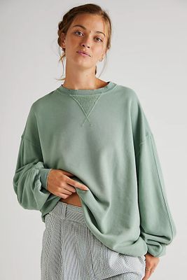 Over And Out Sweatshirt by Free People, Washed Army, XS