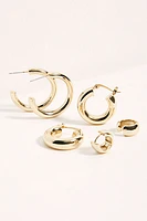 Gold Plated Hoop Earring Set