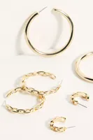 Gold Plated Hoop Earring Set