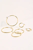 Gold Plated Hoop Earring Set