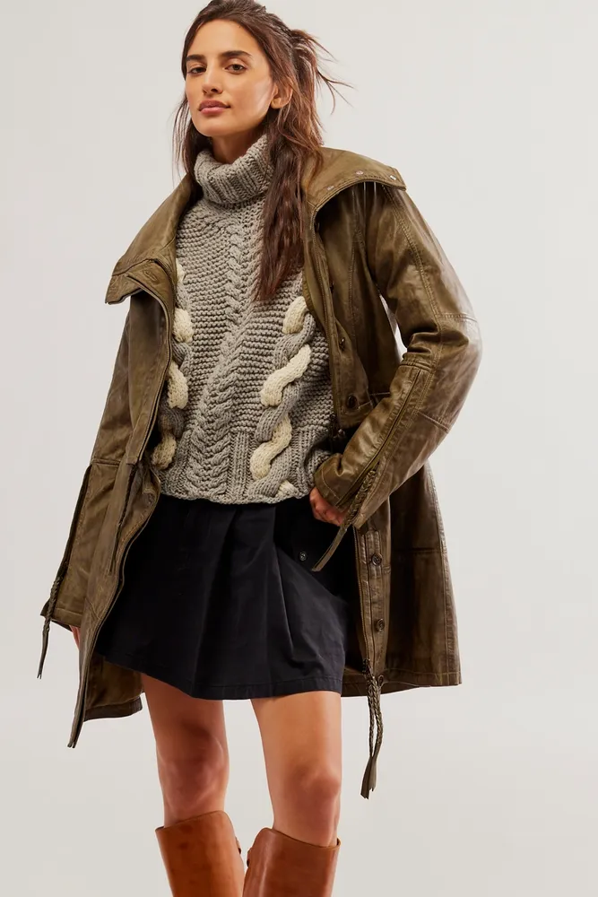 Free People x Nicholas K Tanner Shearling Collar Convertible Jacket $1649  Sz XS