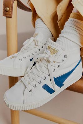 Gola Mark Cox High Top Sneakers by Gola at Free People, Off White / Vintage Blue, US 5