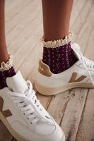 Rosebud Waffle Knit Ankle Socks by Free People, Dahlia, One Size
