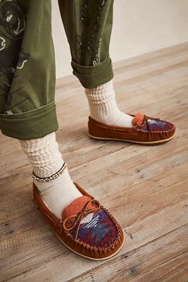 Minnetonka Tilia Moccasin Slippers by at Free People, Brown Multi, US