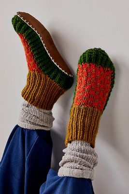 Berkley Checkered Slipper Socks by Ariana Bohling at Free People, Combo, M