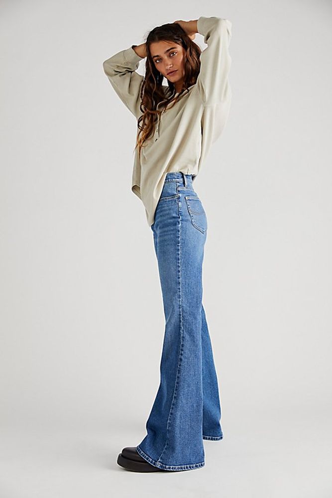 Lee High-Rise Flare Jeans by at Free People, Stone Mill,