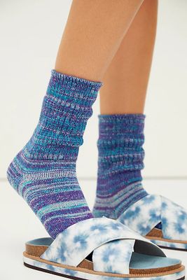 Marled Bulky Knit Scrunch Socks by Tabbisocks at Free People, Purple Mix, One Size