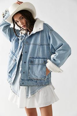Ariel Cozy Denim Bomber Jacket by We The Free at People,