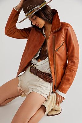 Cora Leather Jacket by We The Free at People, Sienna,