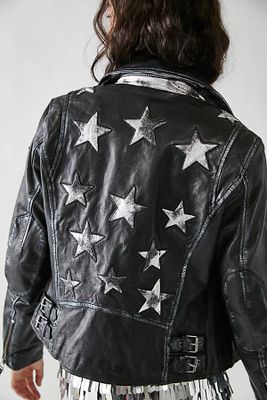 Christy Moto Jacket by Mauritius Leather at Free People, Metallic Black,