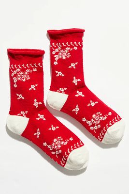 Causeway Roll Top Socks by Hansel From Basel at Free People, Red, One Size