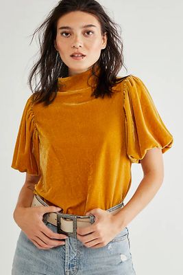 Claudia Velvet Tee by Free People, Spicy Chestnut, XS