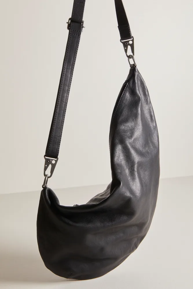 Large Buttery Soft Black Hobo Bag, Slouchy Leather Hobo Bag With