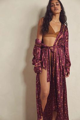 Pajama Party Robe by Intimately at Free People, Wine Combo,