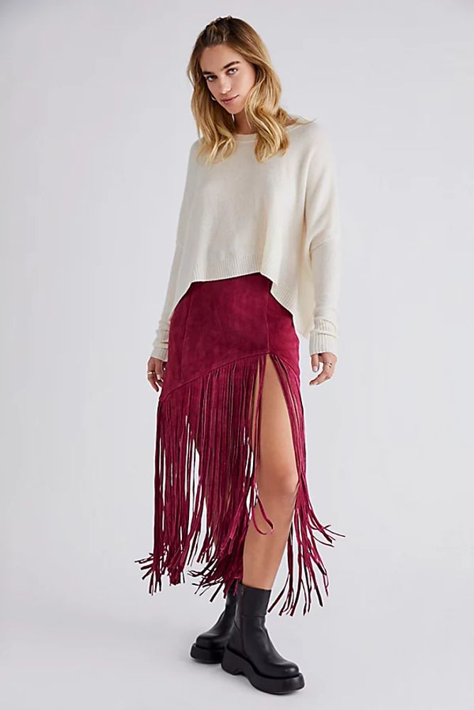 free people fringe skirt