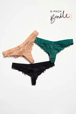 Everyday Lace Tanga Undies -Pack Bundle by Intimately at Free People, Multi Combo