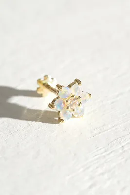 6.5mm Opal & Diamond Flower Threaded Stud