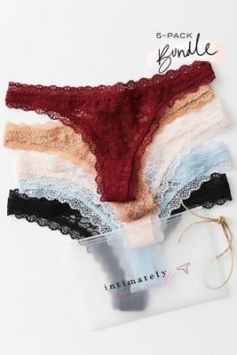 Lace Thong 5-Pack Bundle by Intimately at Free People, Multi, L