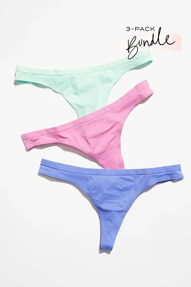 No Show Seamless Thong Undies 3-Pack Bundle by Intimately at Free People, Combo,