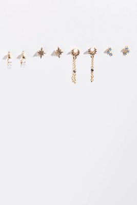 Quinn Gold Plated Stud Set by Free People, Gold / Opal, One Size