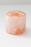 Carved Selenite Candle Holder