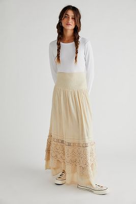 McKenzie Lace Convertible Maxi Skirt by Free People, Au Lait, XS