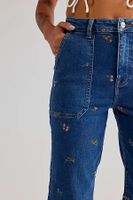 Driftwood Denim Embroidered Joggers by at Free People, Vintage Bouquet,