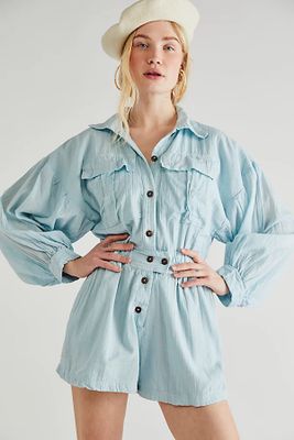 Jen's Pirate Booty Satisfaction Romper by at Free People, Sky Blue,