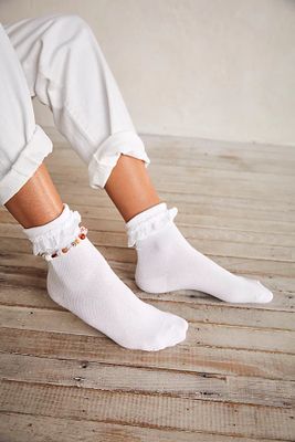 Lele Sadoughi Set Of 3 Cindy Ruffle Socks by Lele Sadoughi at Free People, White, One Size